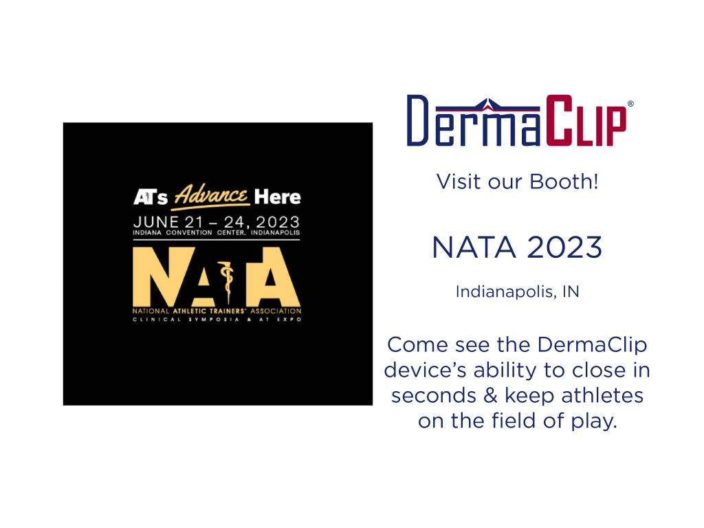 DermaClip at NATA 2023 for athletic trainers closing athletes' cuts on the field