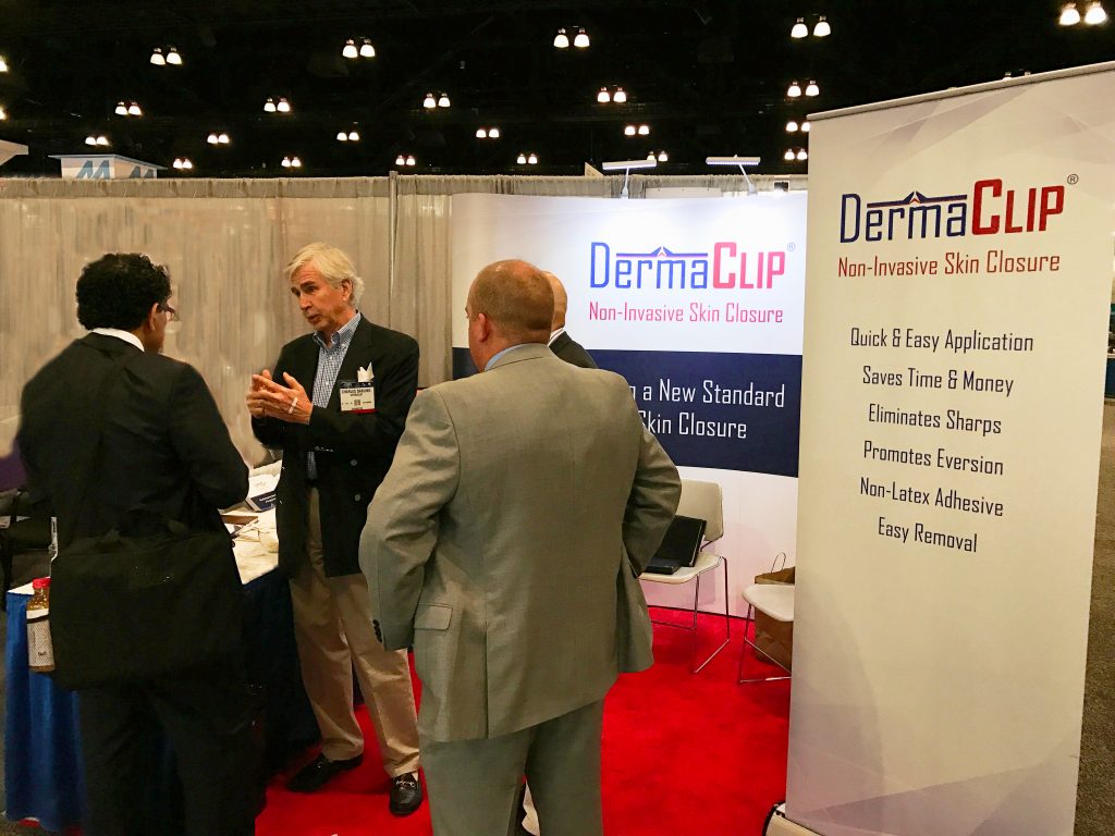 DermaClip Booth at Plastic Surgery Conference for non-invasive skin closure of surgical incisions